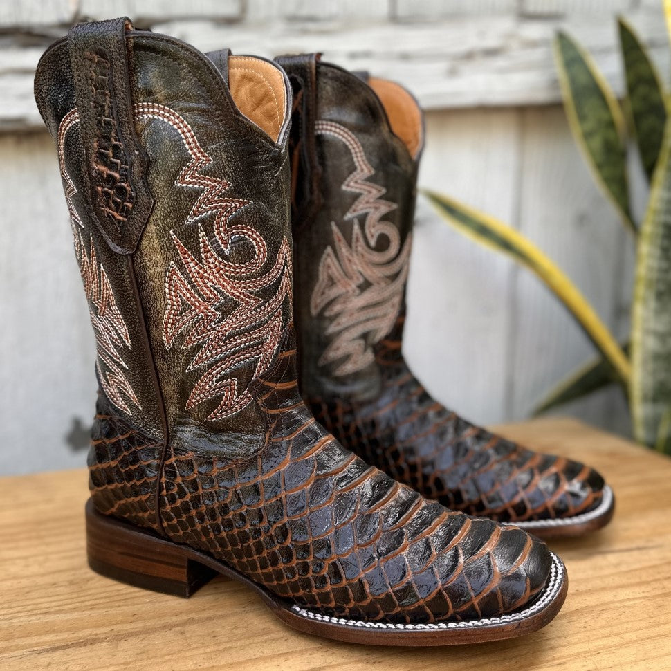 BS-300 Python Print Honey - Exotic Western Boots for Men