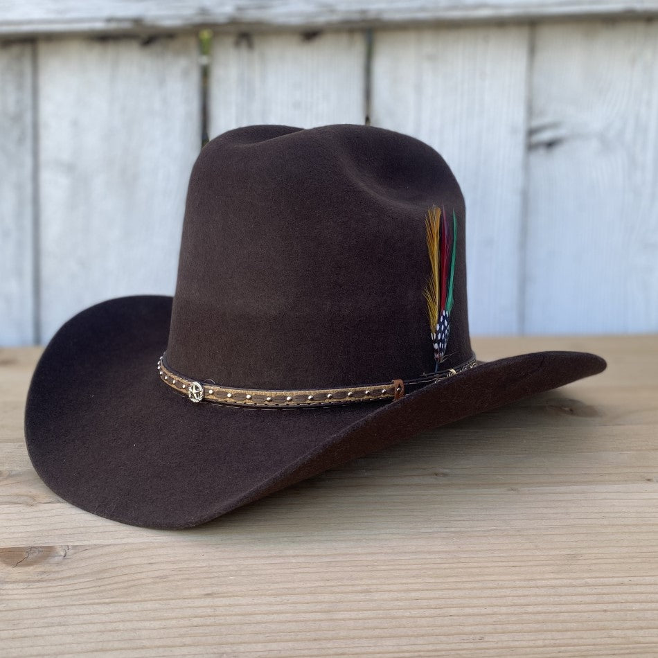 Vintage California brown wool felt outlet cowboy hat with feather