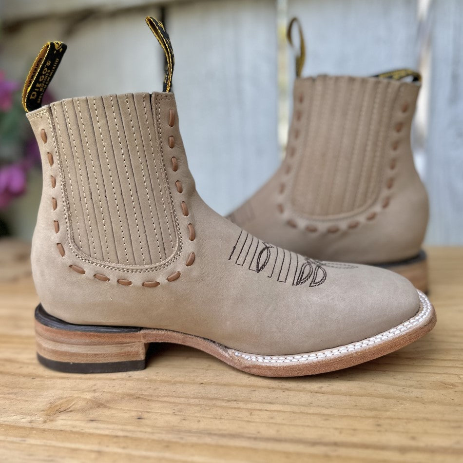 Botin Tejido Camel Botines Vaqueros de Nobuck para Mujer Botines