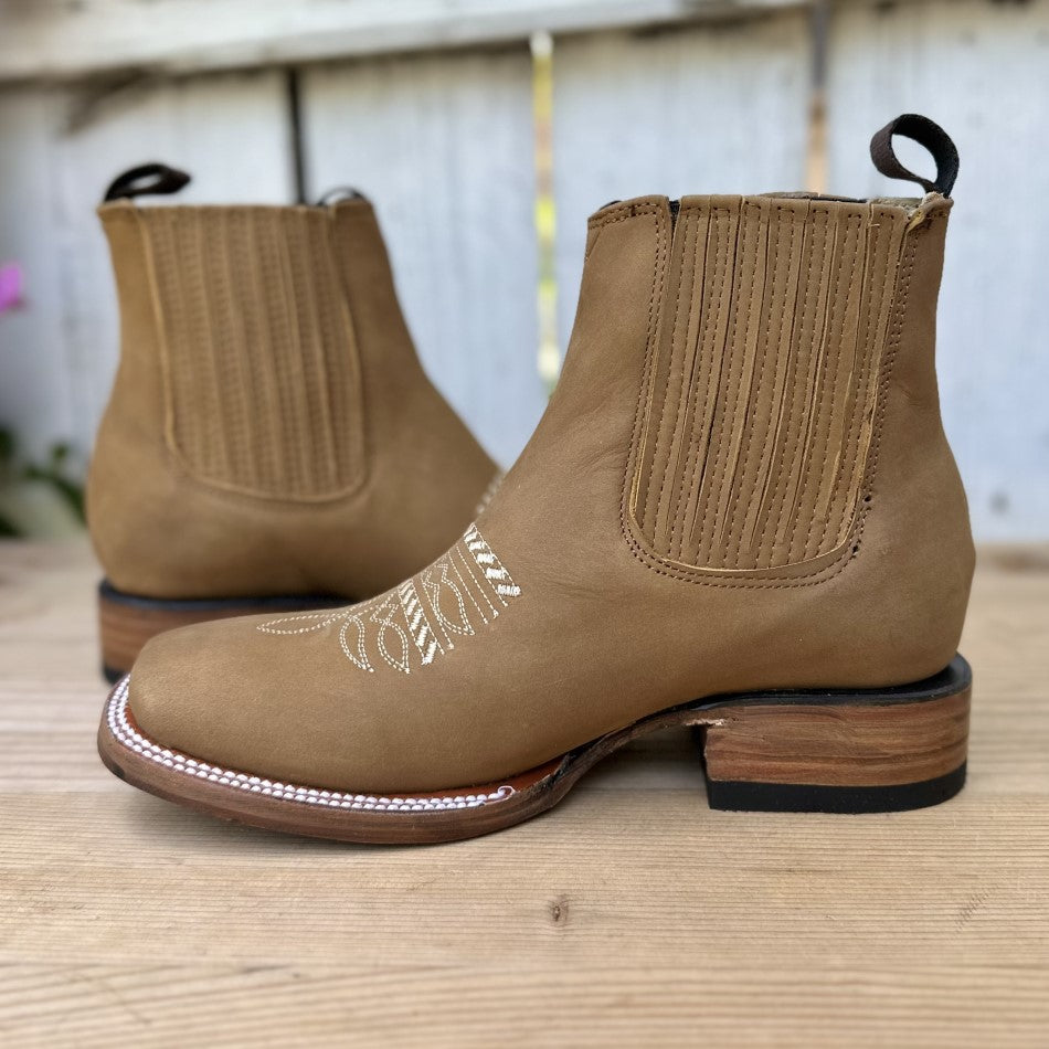 DA 250 Tan Botines Vaqueros de Nobuck para Mujer