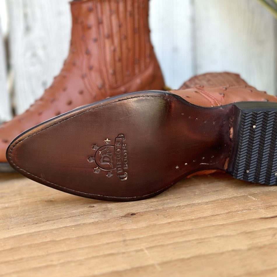 DB 301 Avestruz Imitacion Cognac Botines Vaqueros Exoticos para Homb