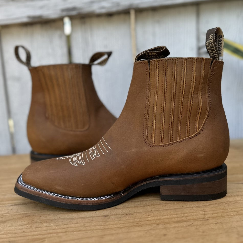 CB 010H Capitan Tan Botines Vaqueros con Suela de Goma para Hombre