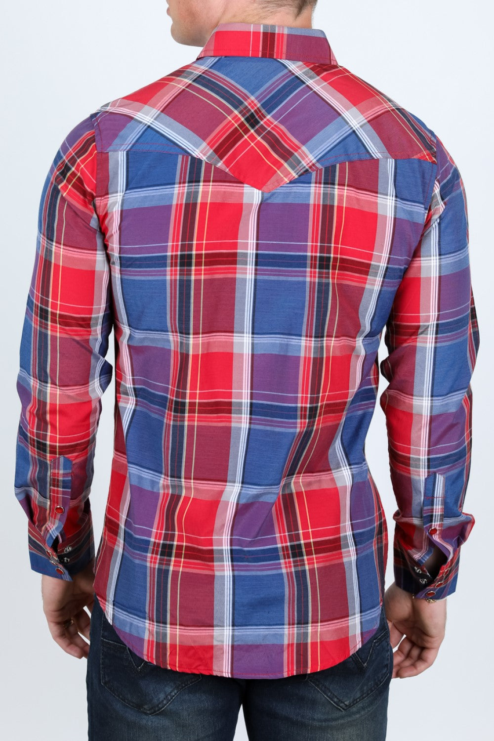 Checkered Shirt MC 200 44 Long Sleeve Denim Shirts for Men