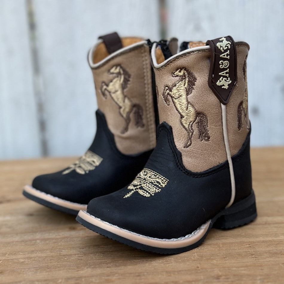 Bota para bebe DA-311 Negro y Orix - Botas Vaqueras para Bebé