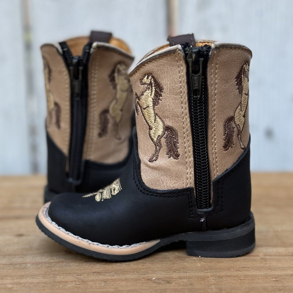 Bota para bebe DA-311 Negro y Orix - Botas Vaqueras para Bebé (2)