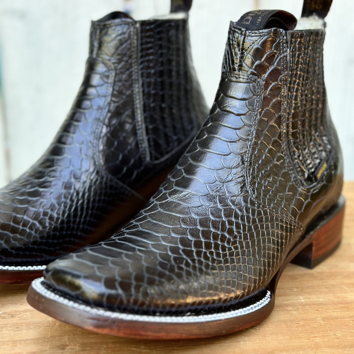 DB-Botin Pitón Grabado Negro - Botines Vaqueros Exoticos para Hombre (2)