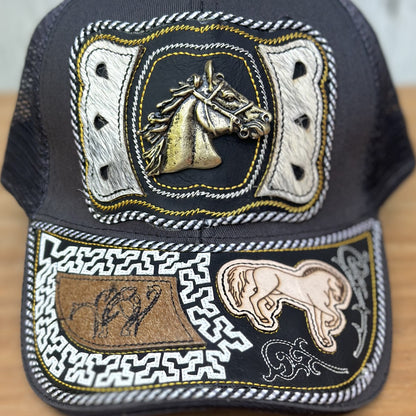 Gray Western Cap with Horse #2 - Mexican Handcrafted Caps