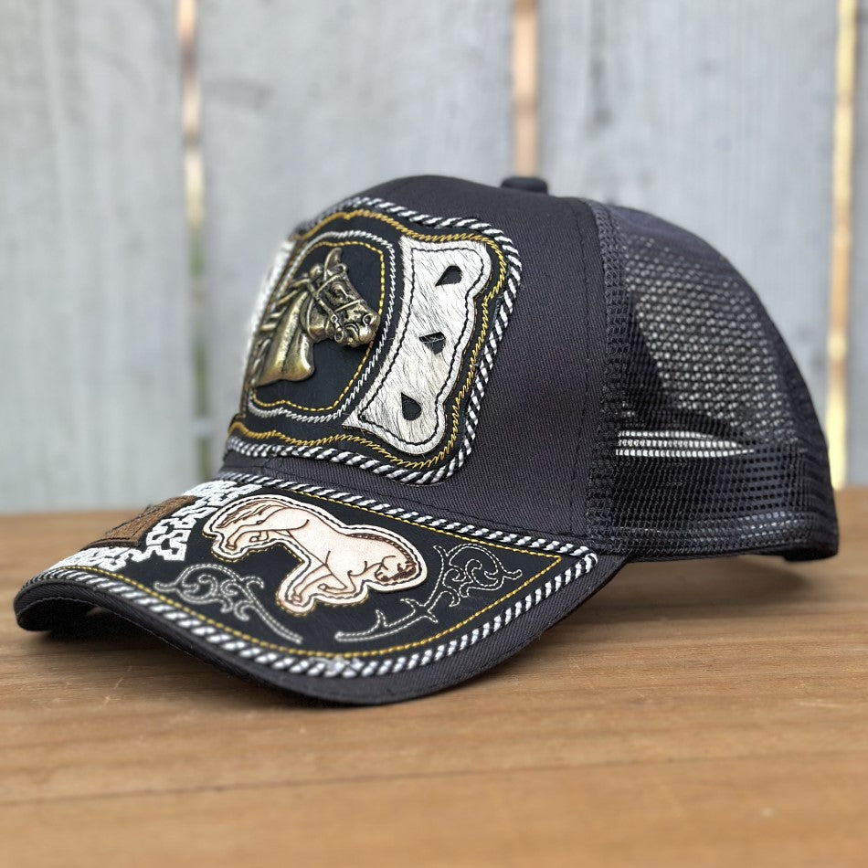 Gray Western Cap with Horse #2 - Mexican Handcrafted Caps