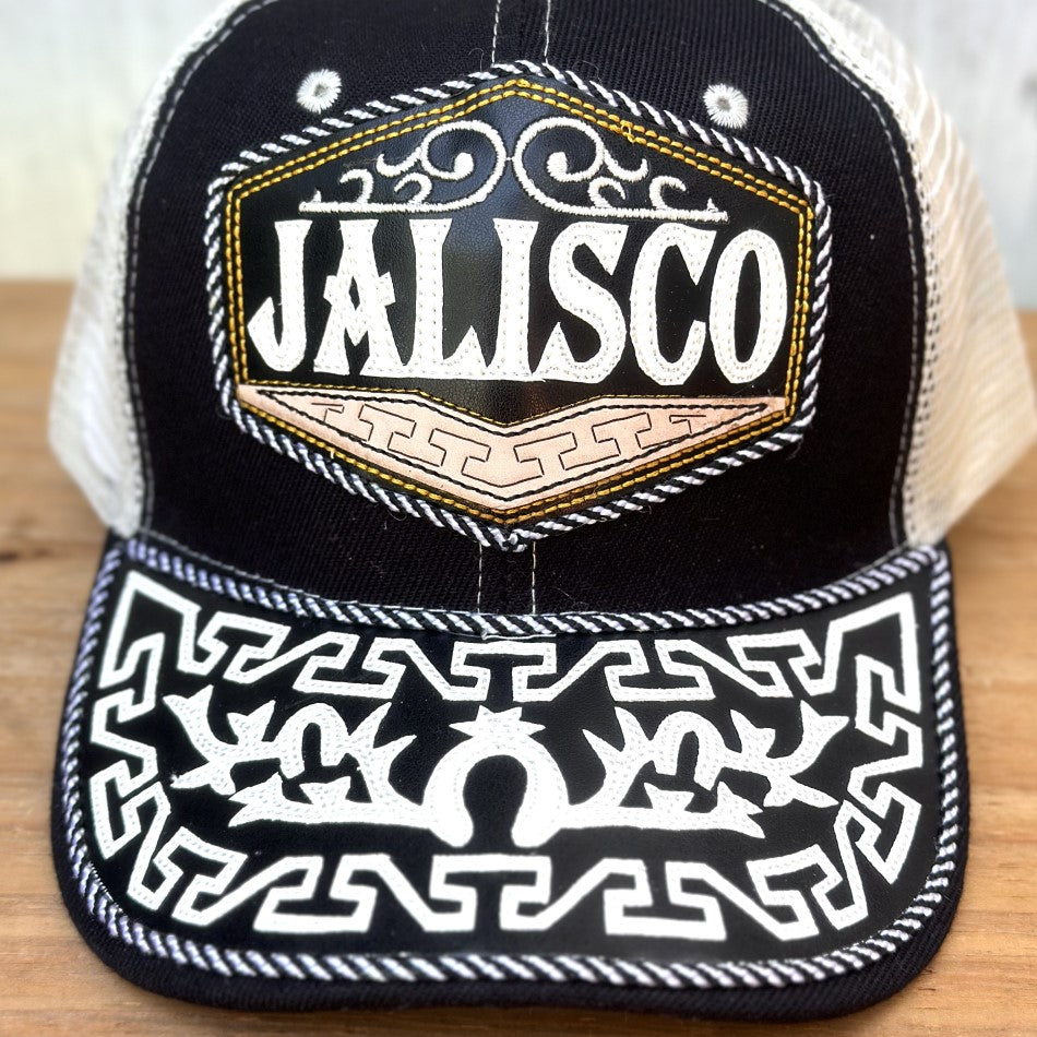 Gorra de Jalisco Negra con Diseño Greca - Gorras Mexicanas Artesanales (2)