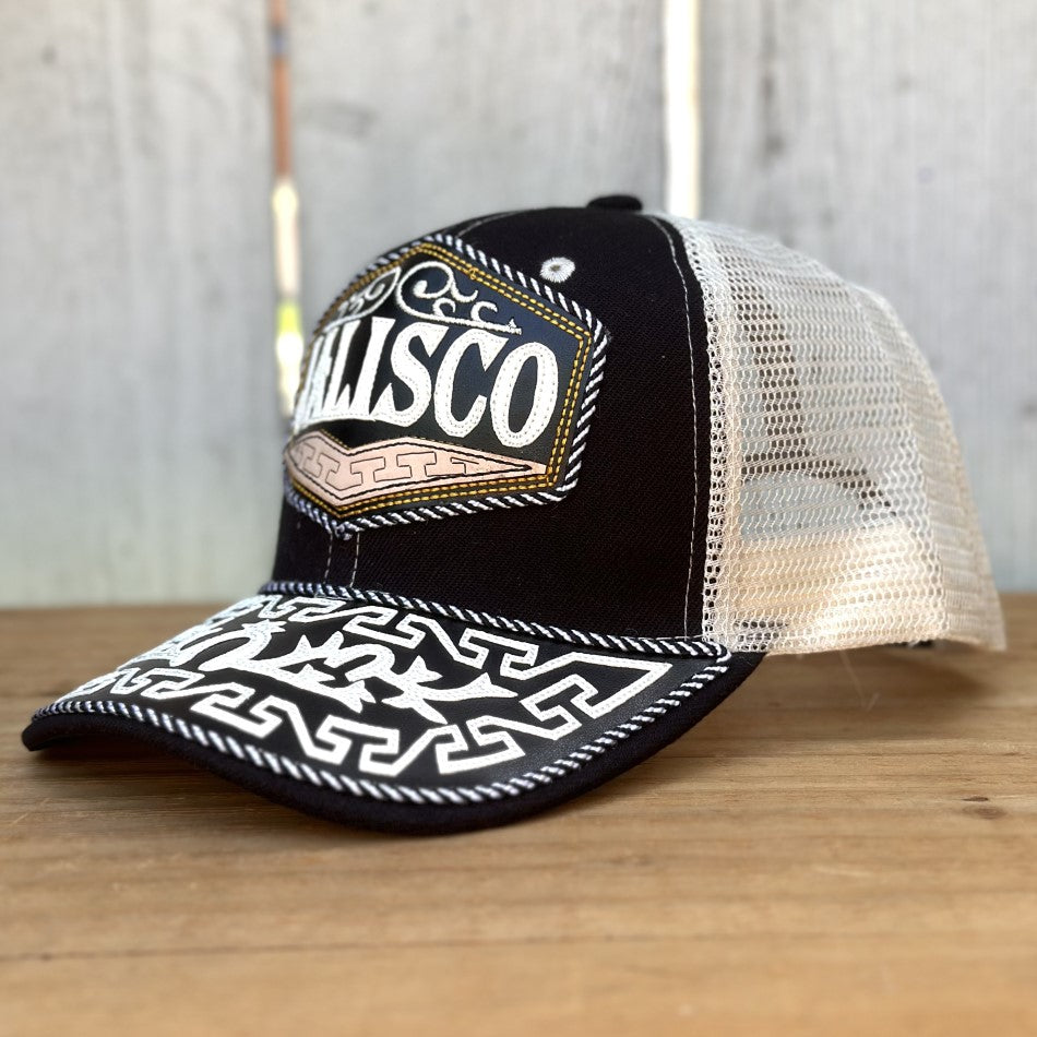 Gorra de Jalisco Negra con Diseño Greca - Gorras Mexicanas Artesanales (3)