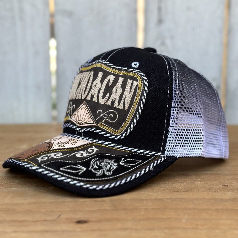 Gorra de Michoacan Negra Artesanal #306  - Gorras Mexicanas Artesanales