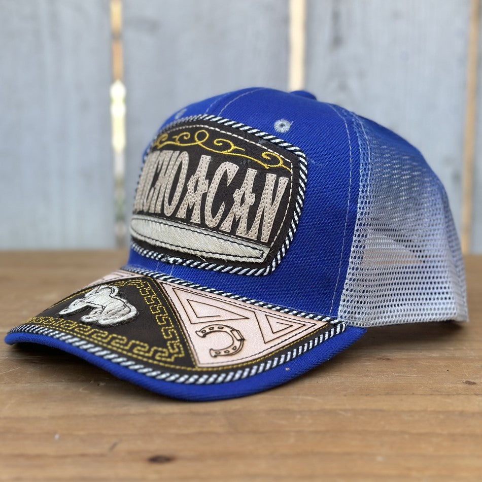 Gorra de Michoacan Azul con Caballo - Gorras Mexicanas Artesanales (3)