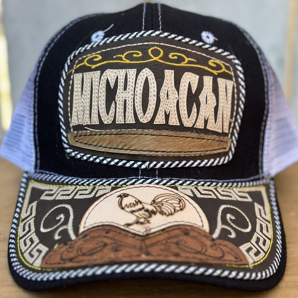 Gorra de Michoacán con Gallo #300 - Gorras Mexicanas Artesanales (2)