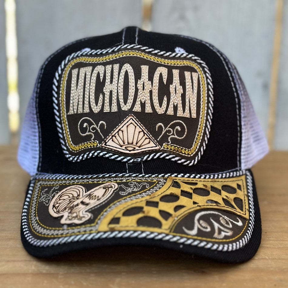 Gorra de Michoacán con Gallo #302 - Gorras Mexicanas Artesanales (1)