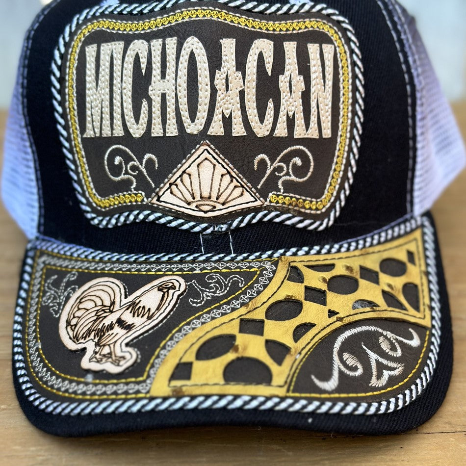 Gorra de Michoacán con Gallo #302 - Gorras Mexicanas Artesanales (2)