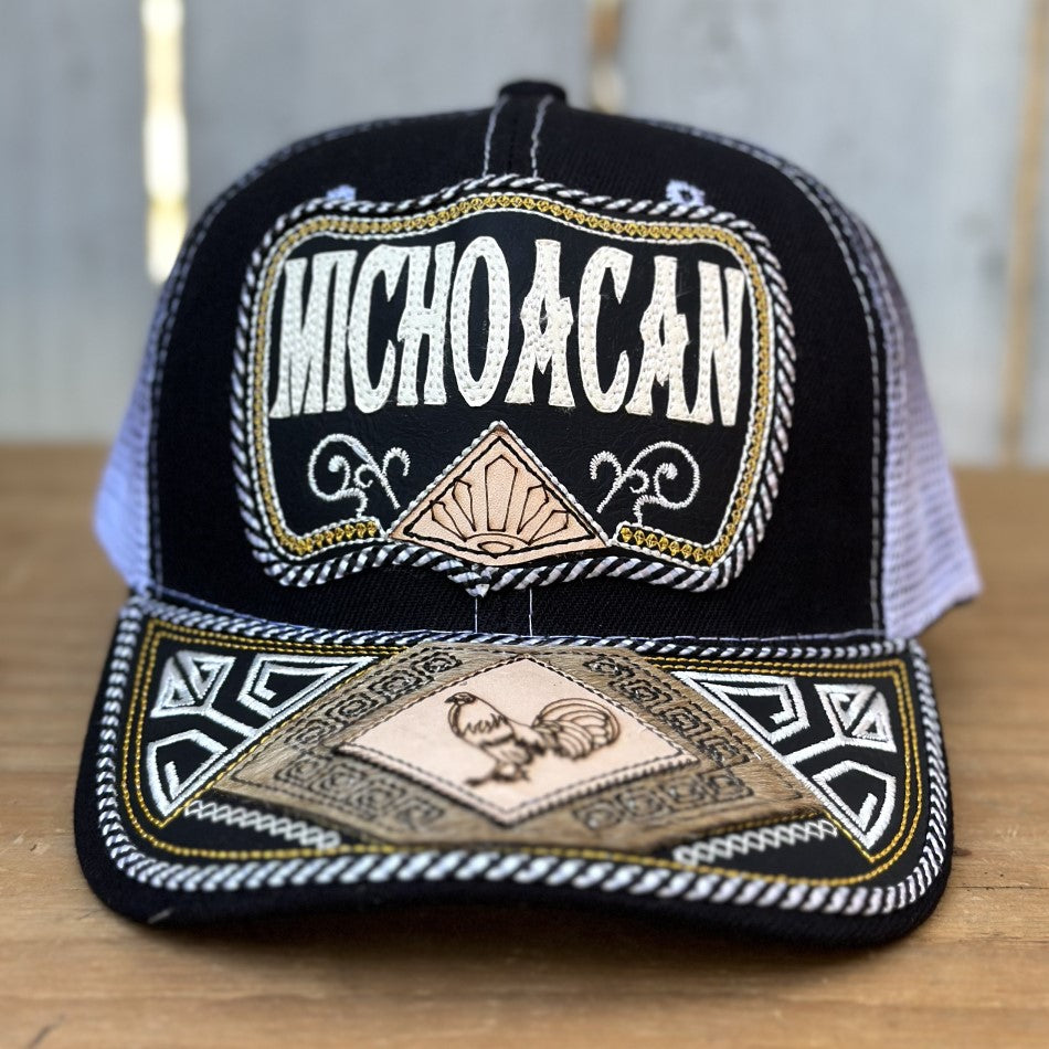 Gorra de Michoacan con Gallo #306 - Gorras Mexicanas Artesanales (1)