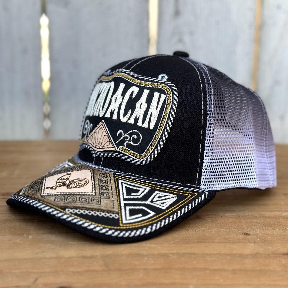 Gorra de Michoacan con Gallo #306 - Gorras Mexicanas Artesanales (3)