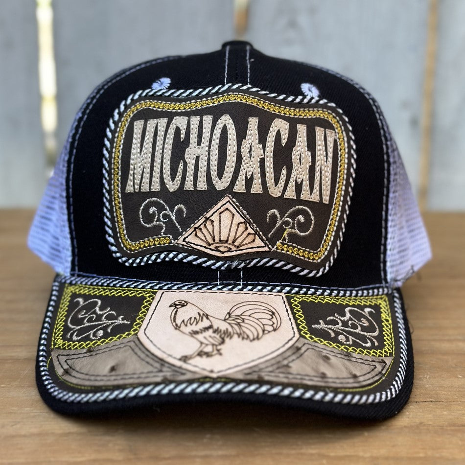 Gorra de Michoacan con Gallo #308 - Gorras Mexicanas Artesanales (1)