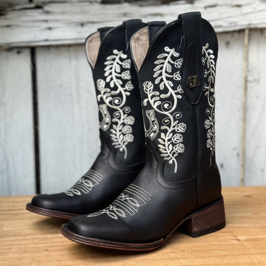 JB-1513 Negro  - Botas Vaqueras para Mujer - Botas Mexicanas Vaqueras