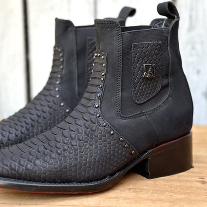 Botin Vaquero JB-Viperette Pitón Imitación Negro - Botines Vaqueros para Mujer (4)