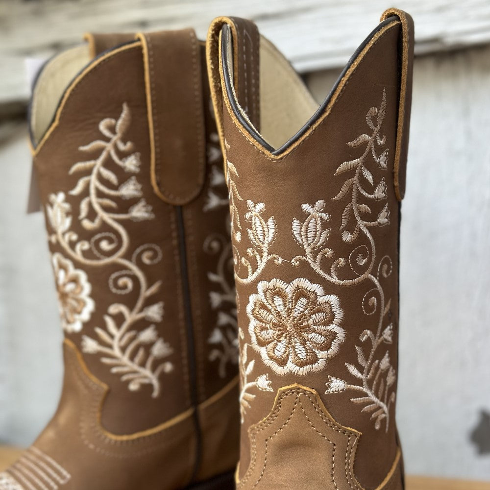 SB 425 Tan Embroidered Western Boots for Women