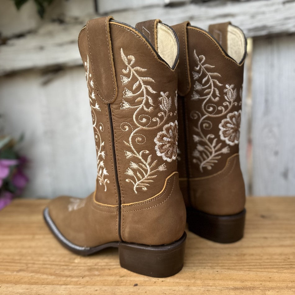 SB 425 Tan Embroidered Western Boots for Women