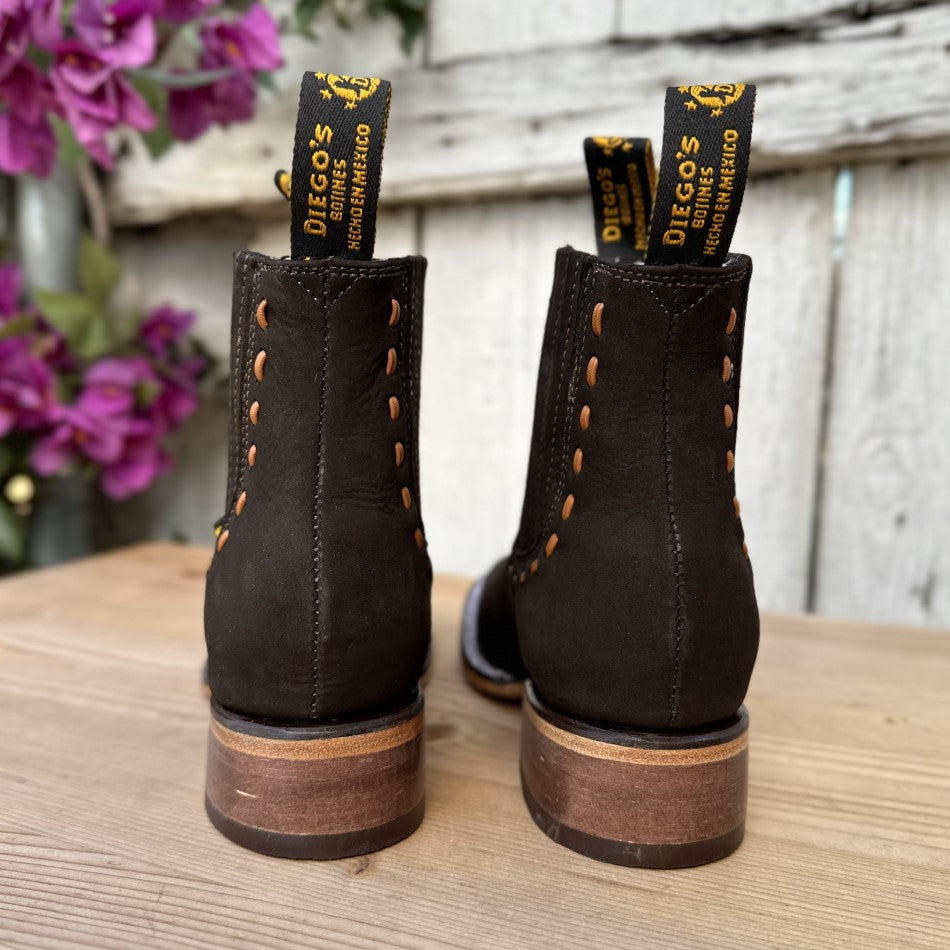 Botin Tejido Cafe Botines Vaqueros de Nobuck para Mujer