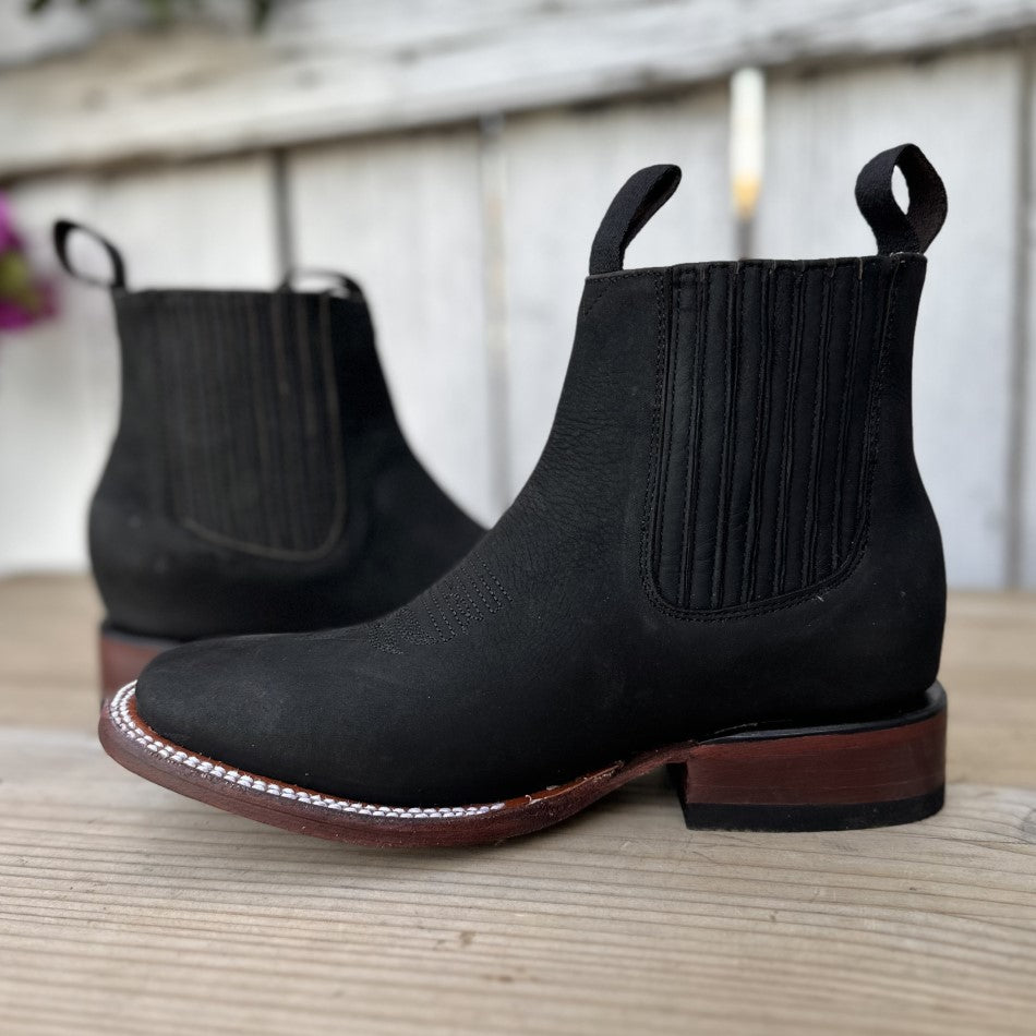 DA 500 Negro Botin Vaquero Botines Vaqueros de Nobuck para Mujer