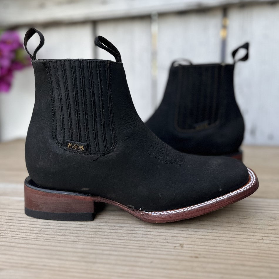 DA 500 Negro Botin Vaquero Botines Vaqueros de Nobuck para Mujer