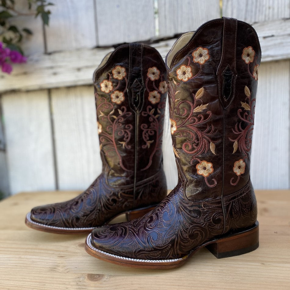 JB 1609 Brown Chiseled Western Boots for Women