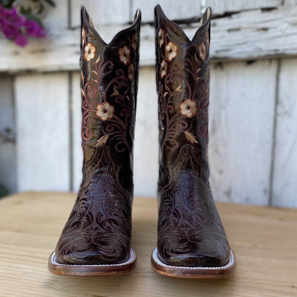 JB 1609 Brown Chiseled Western Boots for Women