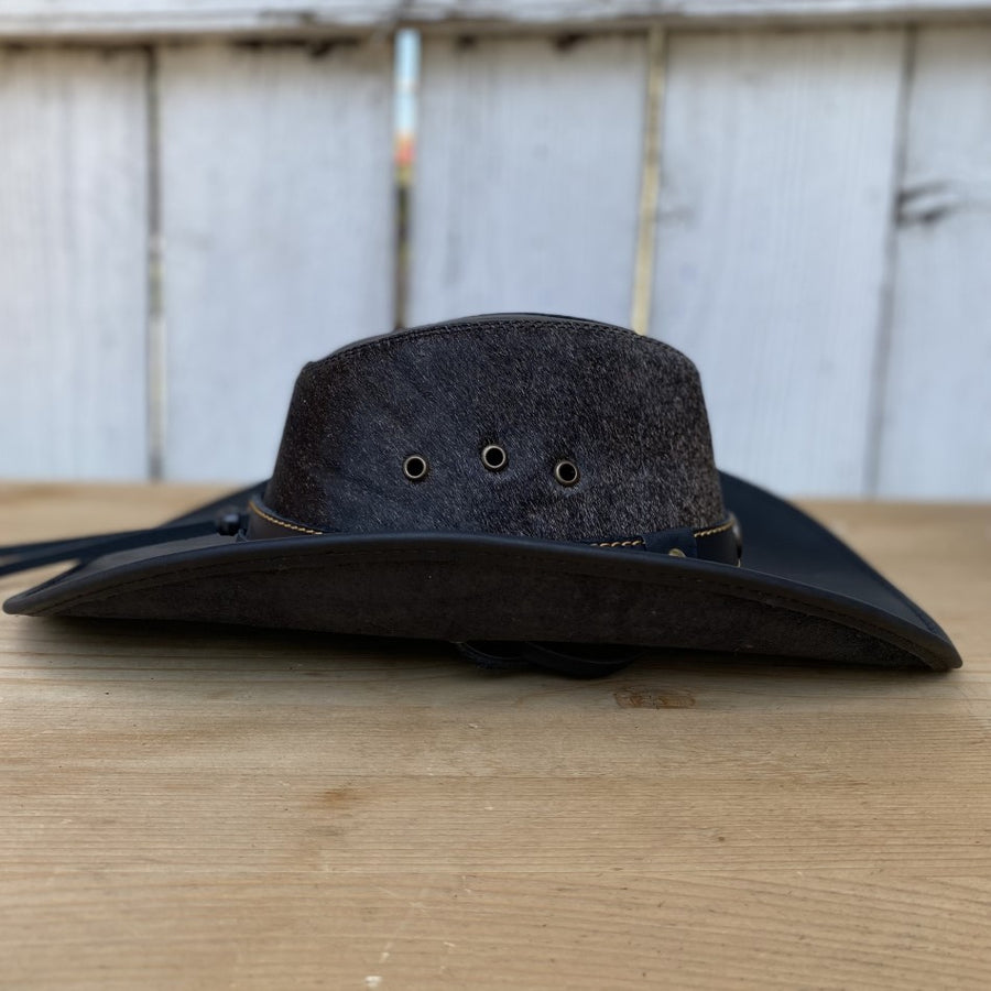 Implacable toque Disminución Sombrero de Cuero Negro con Pelo de Vaca Original - Sombreros de Cuero –  Bota Exotica Western Wear - Amor Sales Store